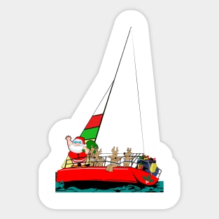 Santa Sailing at Christmas Sticker